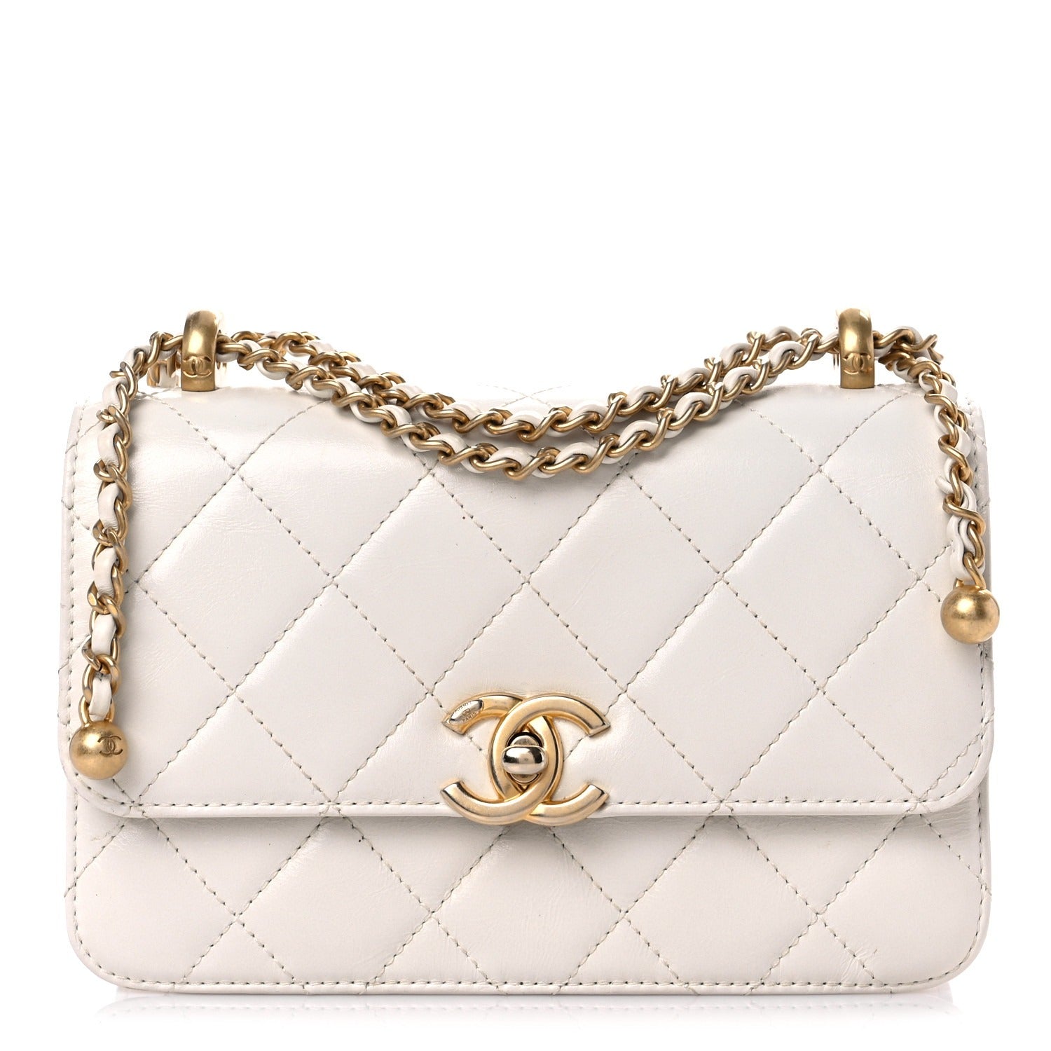Calfskin Quilted Mini Perfect Fit Flap White
