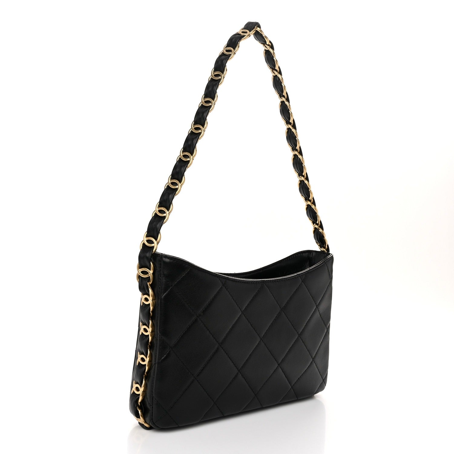 Lambskin Quilted Small CC Links Hobo Black