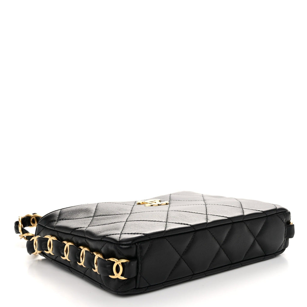 Lambskin Quilted Small CC Links Hobo Black