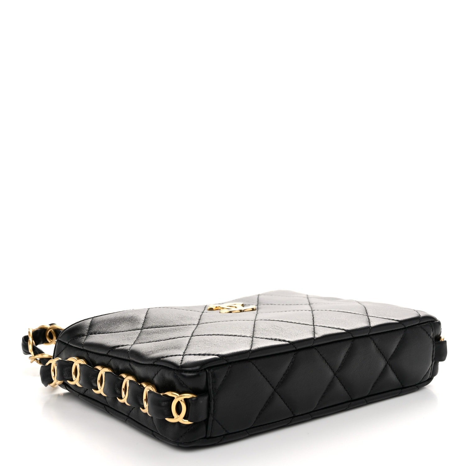 Lambskin Quilted Small CC Links Hobo Black