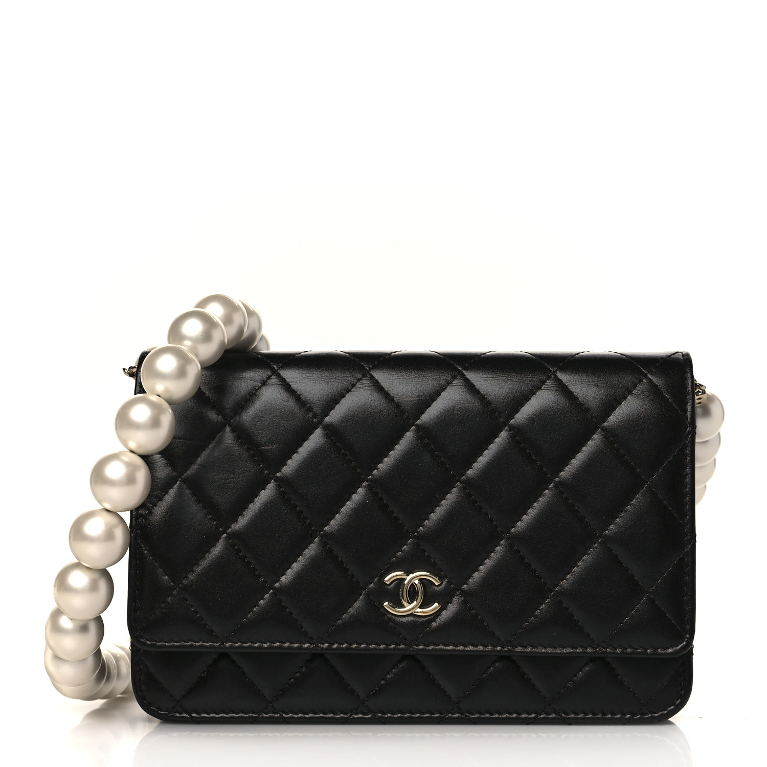 Lambskin Quilted Pearl Wallet On Chain WOC