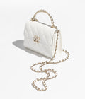 Grained Shiny Calfskin & Gold-Tone Metal Clutch with Chain