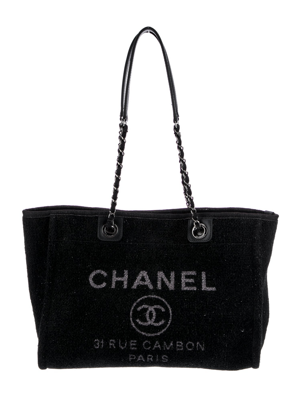 Lurex Boucle Medium Deauville Tote Black