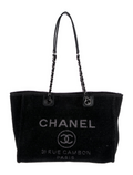 Lurex Boucle Medium Deauville Tote Black