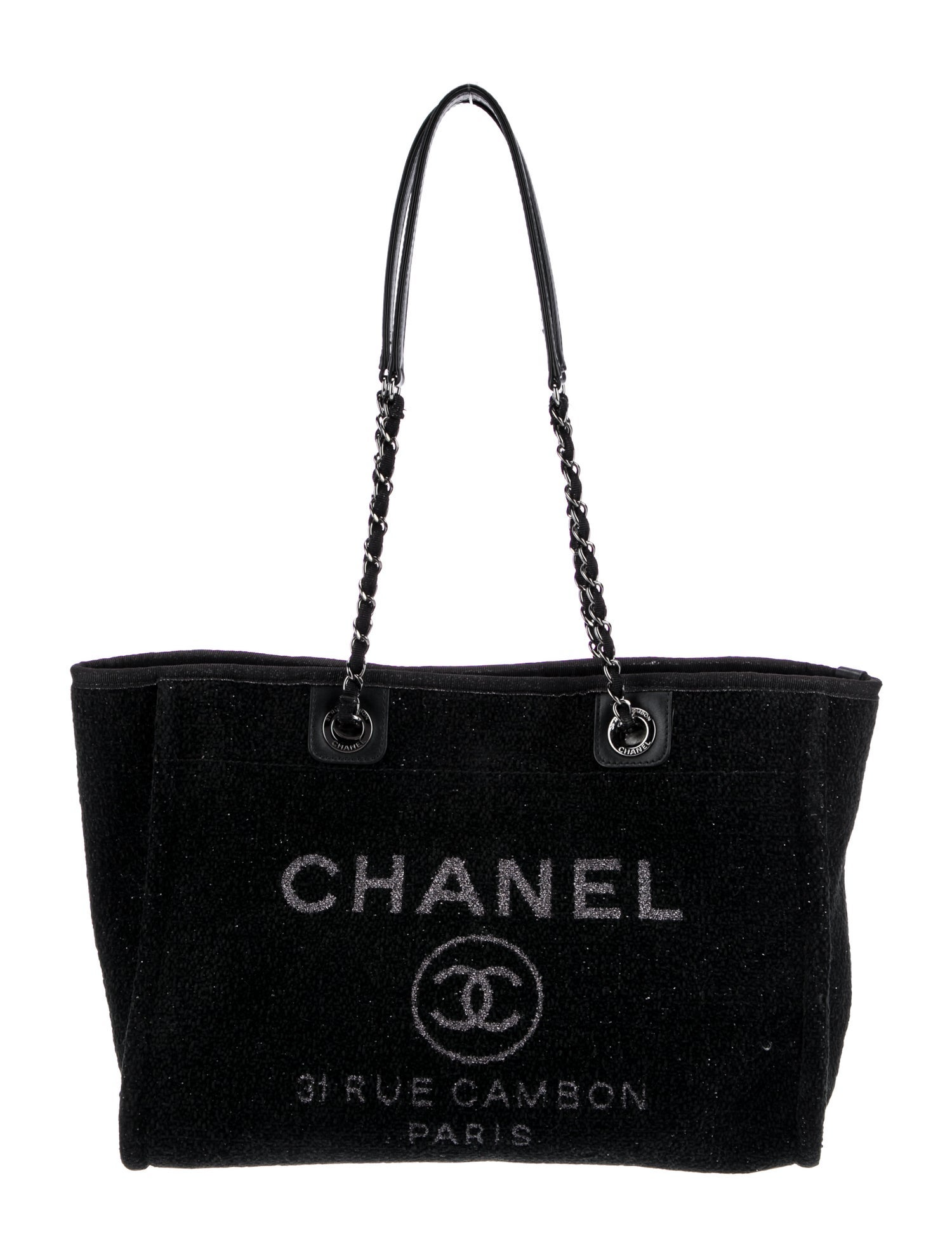 Lurex Boucle Medium Deauville Tote Black