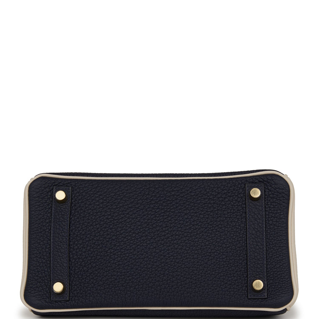 Hermès Special Order (HSS) Birkin 25 Bleu Nuit and Craie Togo Gold Hardware