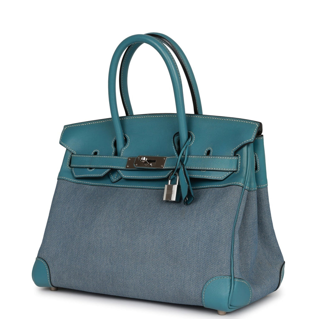 Vintage Hermès Birkin 30 Blue Jean Gulliver and Denim Palladium Hardware