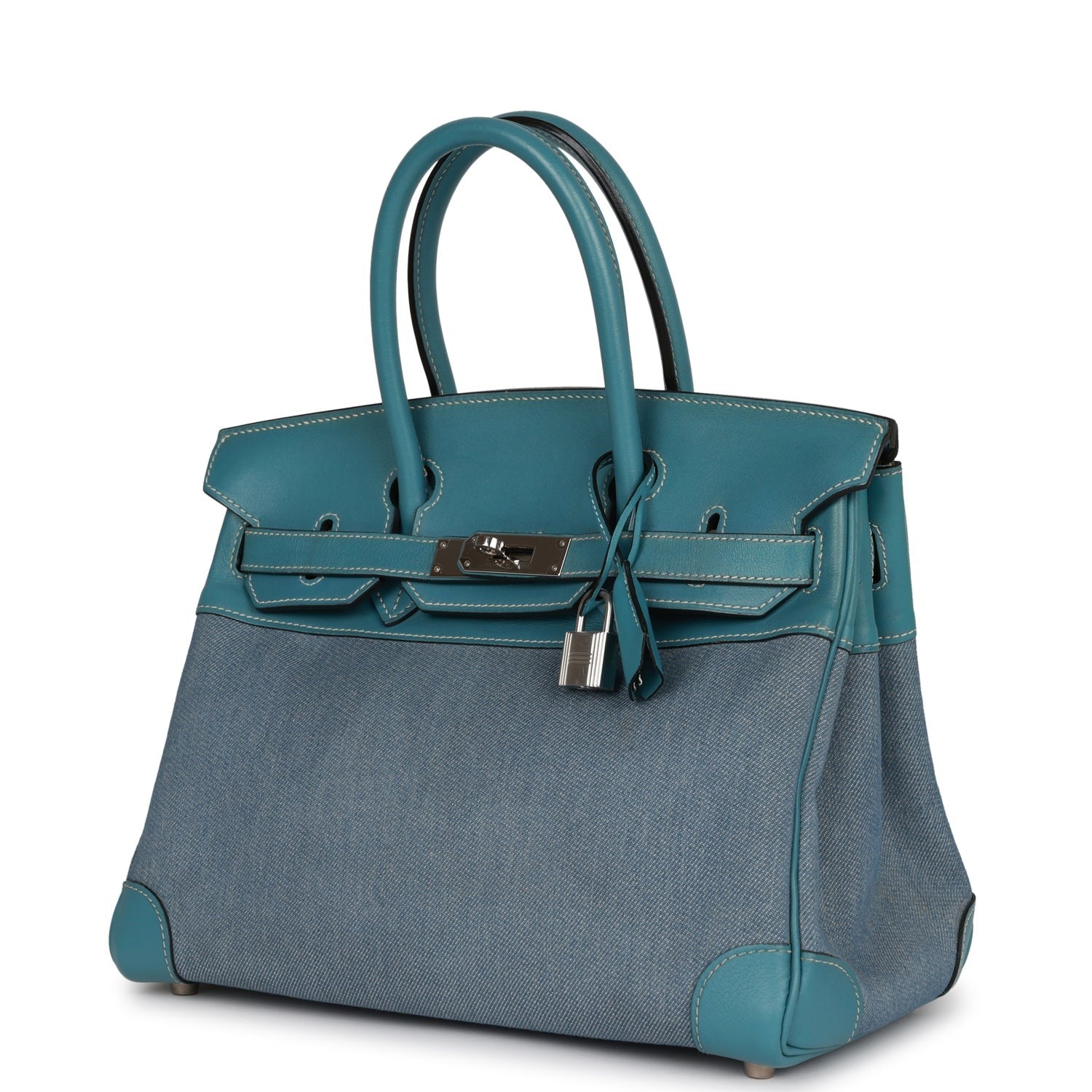 Vintage Hermès Birkin 30 Blue Jean Gulliver and Denim Palladium Hardware