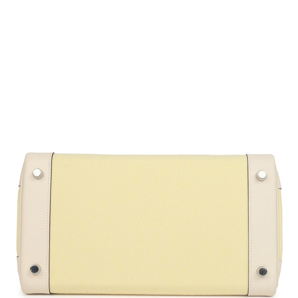 Birkin 30 Nata Swift and Jaune Poussin Toile H Canvas Palladium Hardware