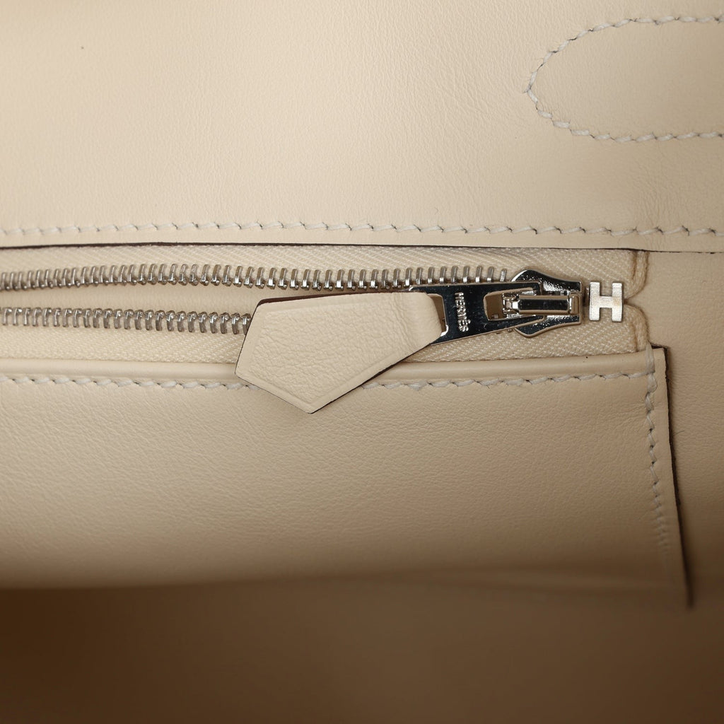 Birkin 30 Nata Swift and Jaune Poussin Toile H Canvas Palladium Hardware