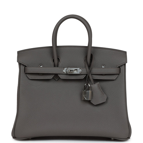 Birkins 25 Etain Togo Palladium Hardware