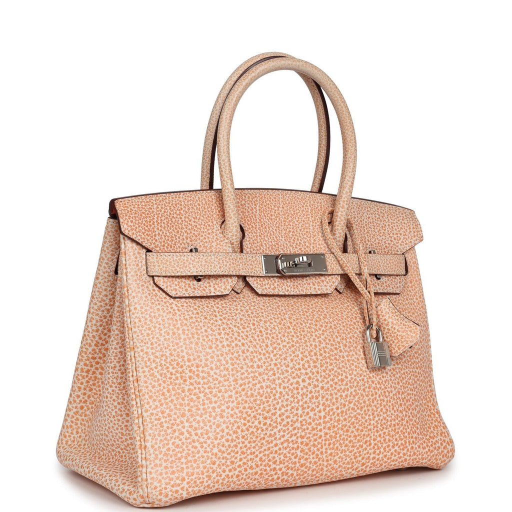 Vintage Hermès Birkin 30 Orange Dalmatian Buffalo Palladium Hardware