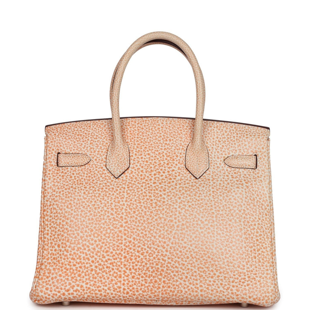 Vintage Hermès Birkin 30 Orange Dalmatian Buffalo Palladium Hardware