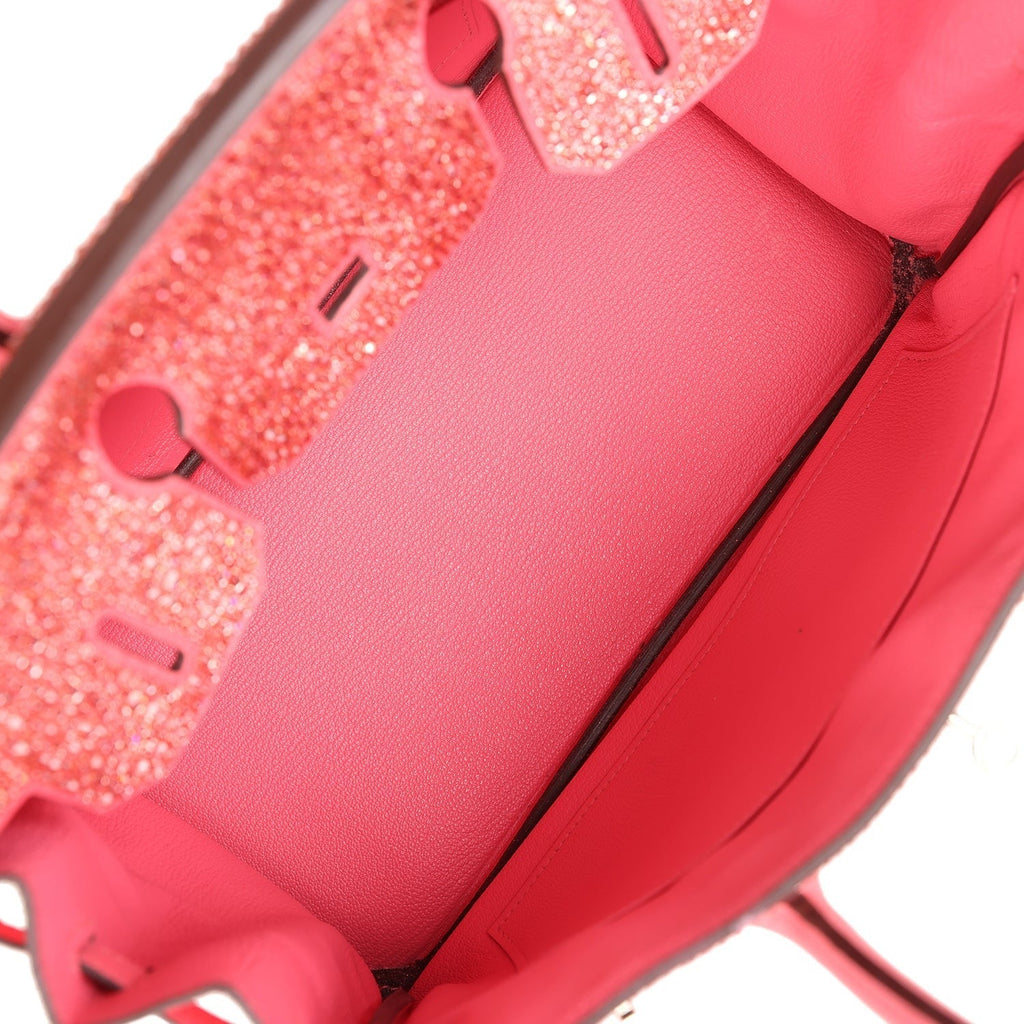 Custom Ombre Swarovski Crystal Hermès Birkin 30 Rose Azalee Clemence Palladium Hardware