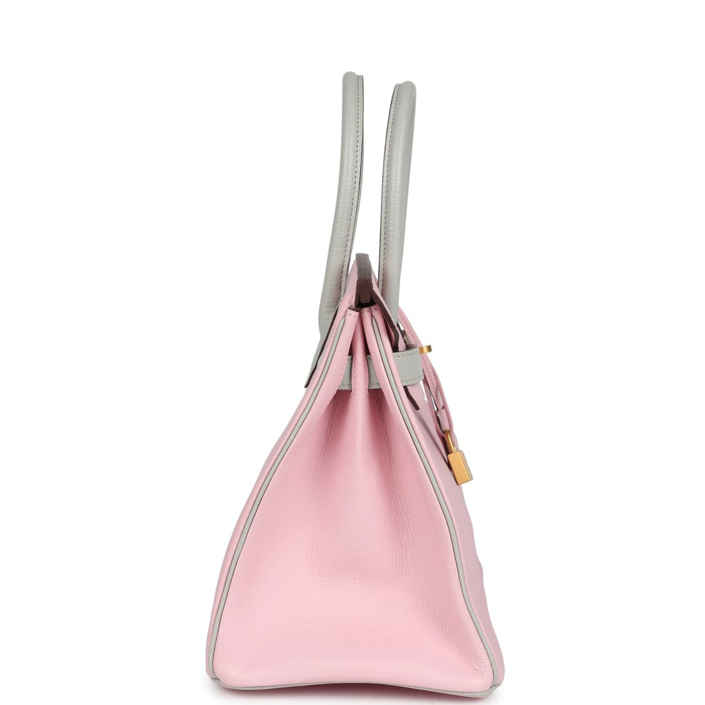 Hermès Special Order (HSS) Birkin 30 Rose Sakura and Gris Perle Chevre Brushed Gold Hardware
