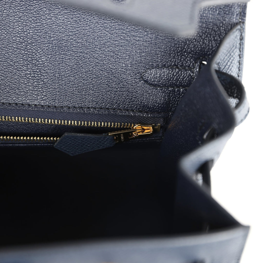 Birkin Sellier 25 Bleu Indigo Epsom Gold Hardware