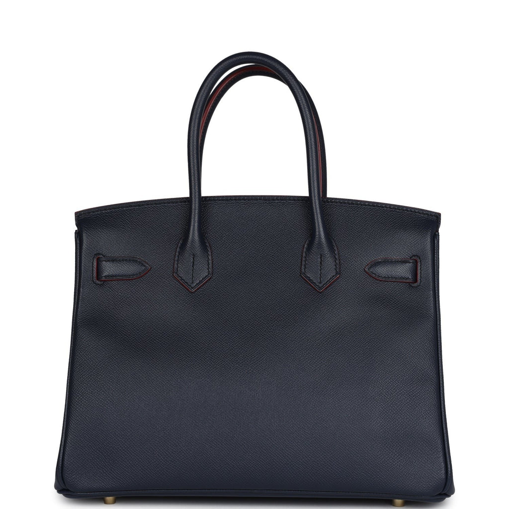 Birkin 30 Bleu Indigo and Rouge H Contour Epsom Gold Hardware