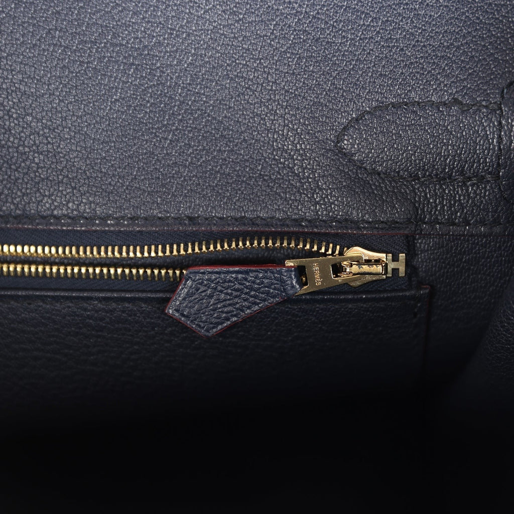 Birkin 30 Bleu Indigo and Rouge H Contour Epsom Gold Hardware
