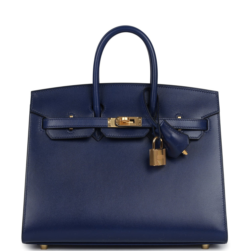 Birkin Sellier 25 Bleu Saphir Box Gold Hardware