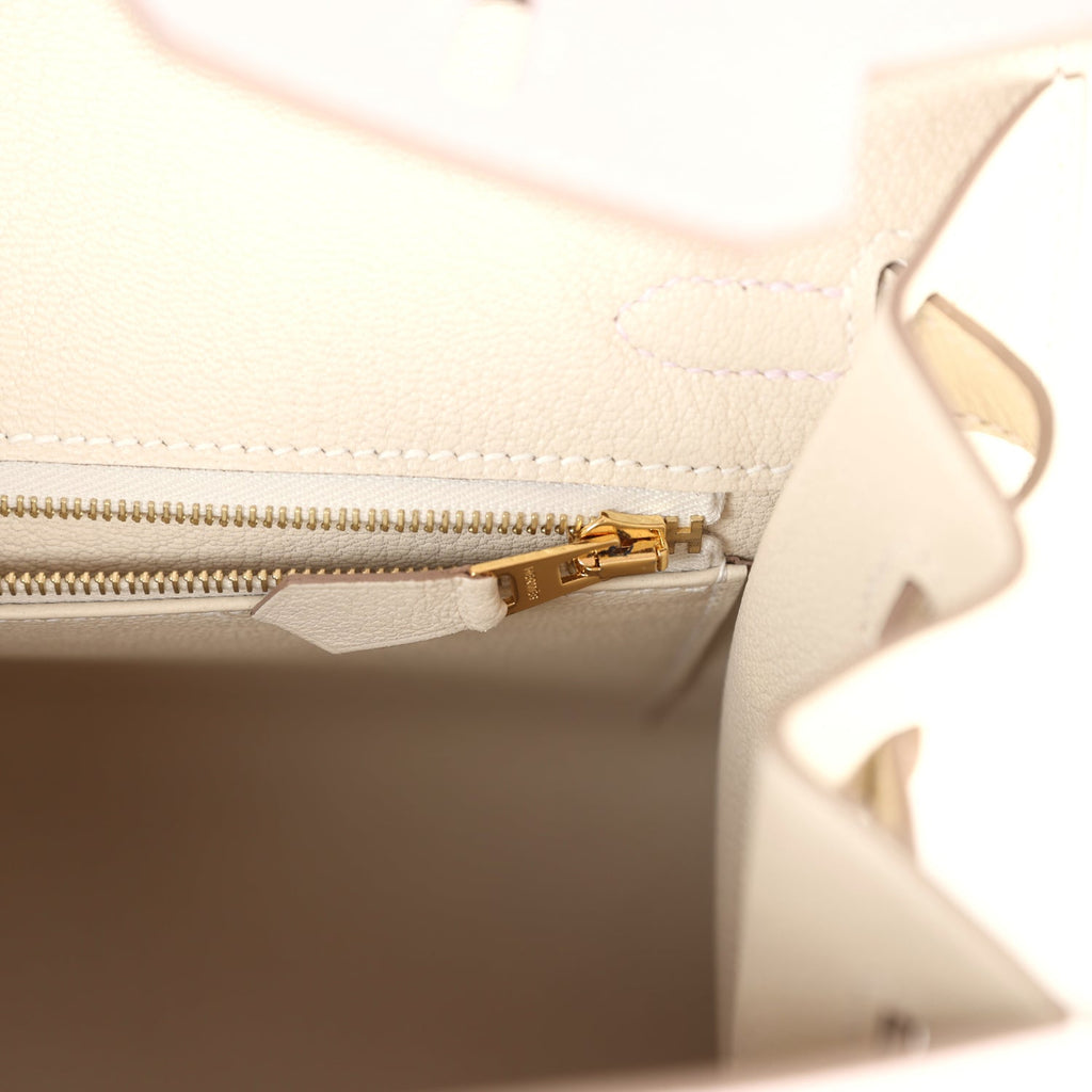 Special Order (HSS) Birkin Sellier 25 Mauve Pale and Craie Epsom Brushed Gold Hardware