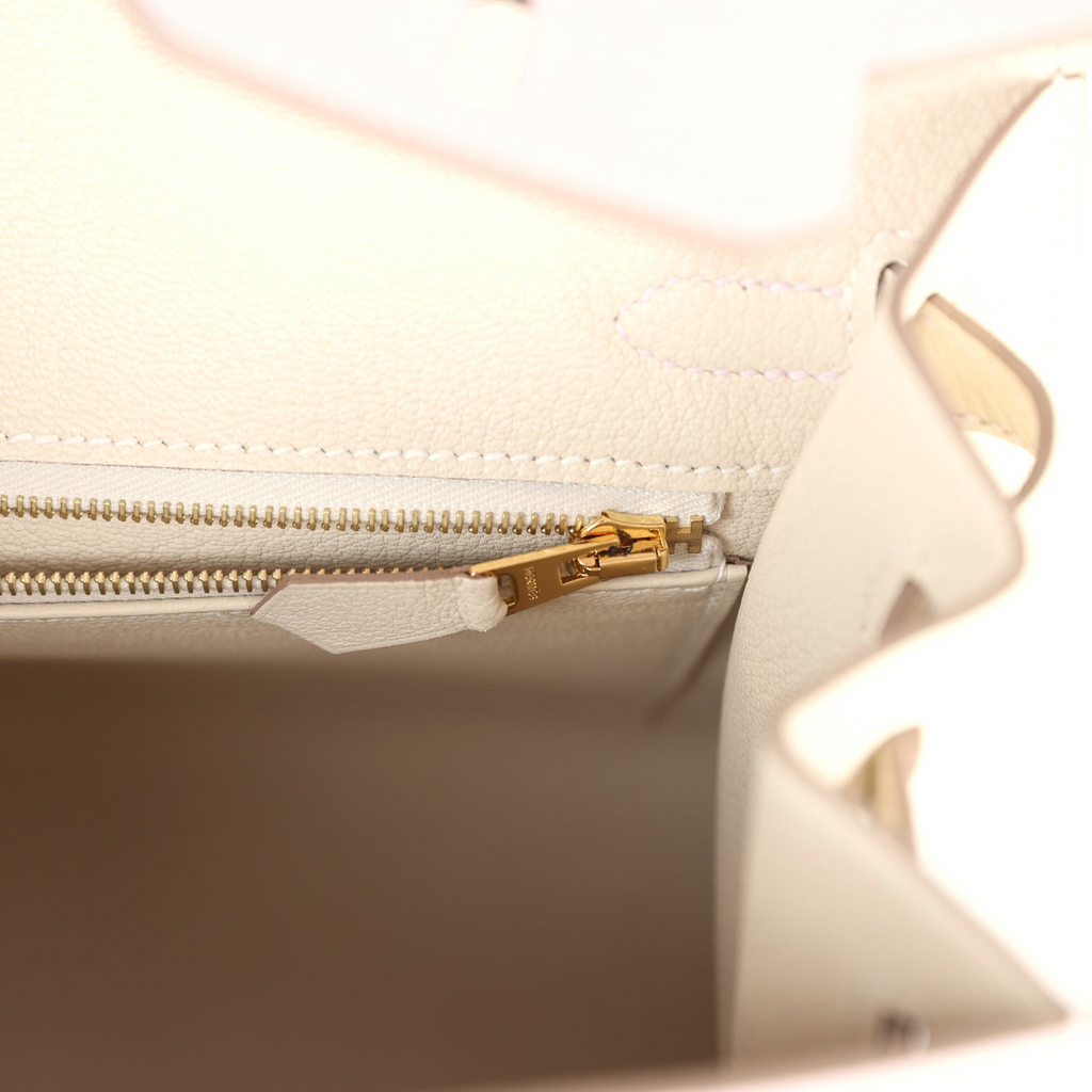 Hermès Special Order (HSS) Birkin 25 Sellier Mauve Pale and Craie Epsom Brushed Gold Hardware