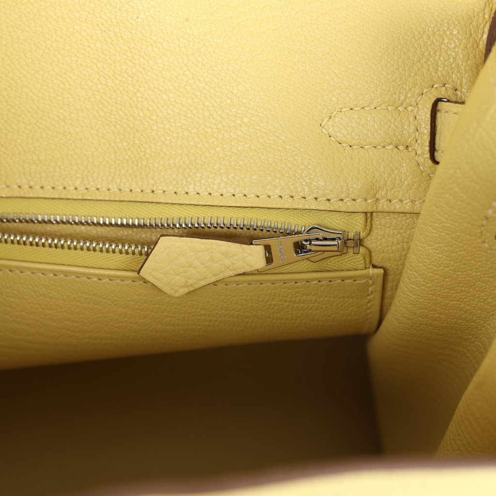 Birkin 25 Jaune Poussin Togo Palladium Hardware