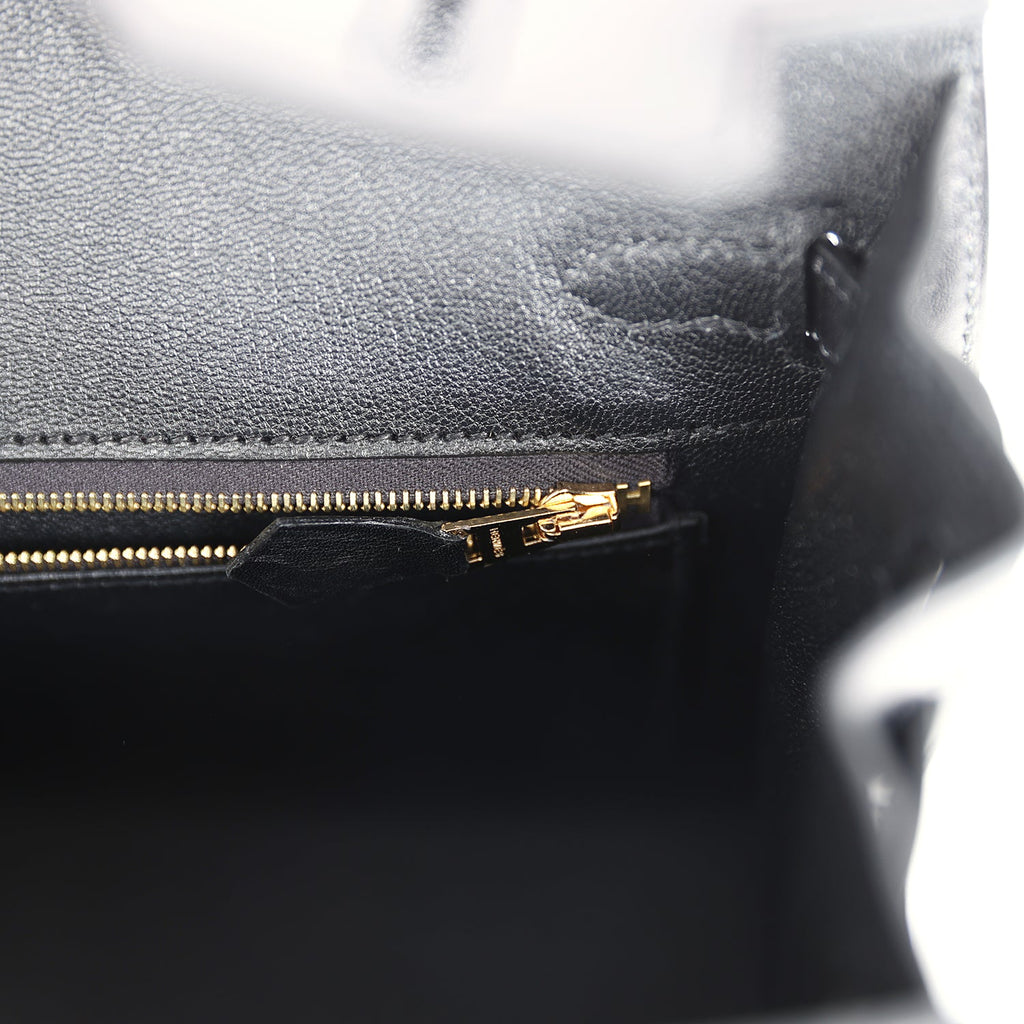 Birkin Sellier 25 Black Box Gold Hardware