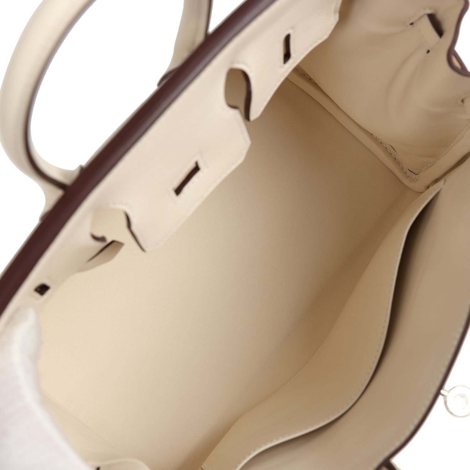 Birkin 25 Nata Swift and Ecru-Beige Toile H Canvas Palladium Hardware