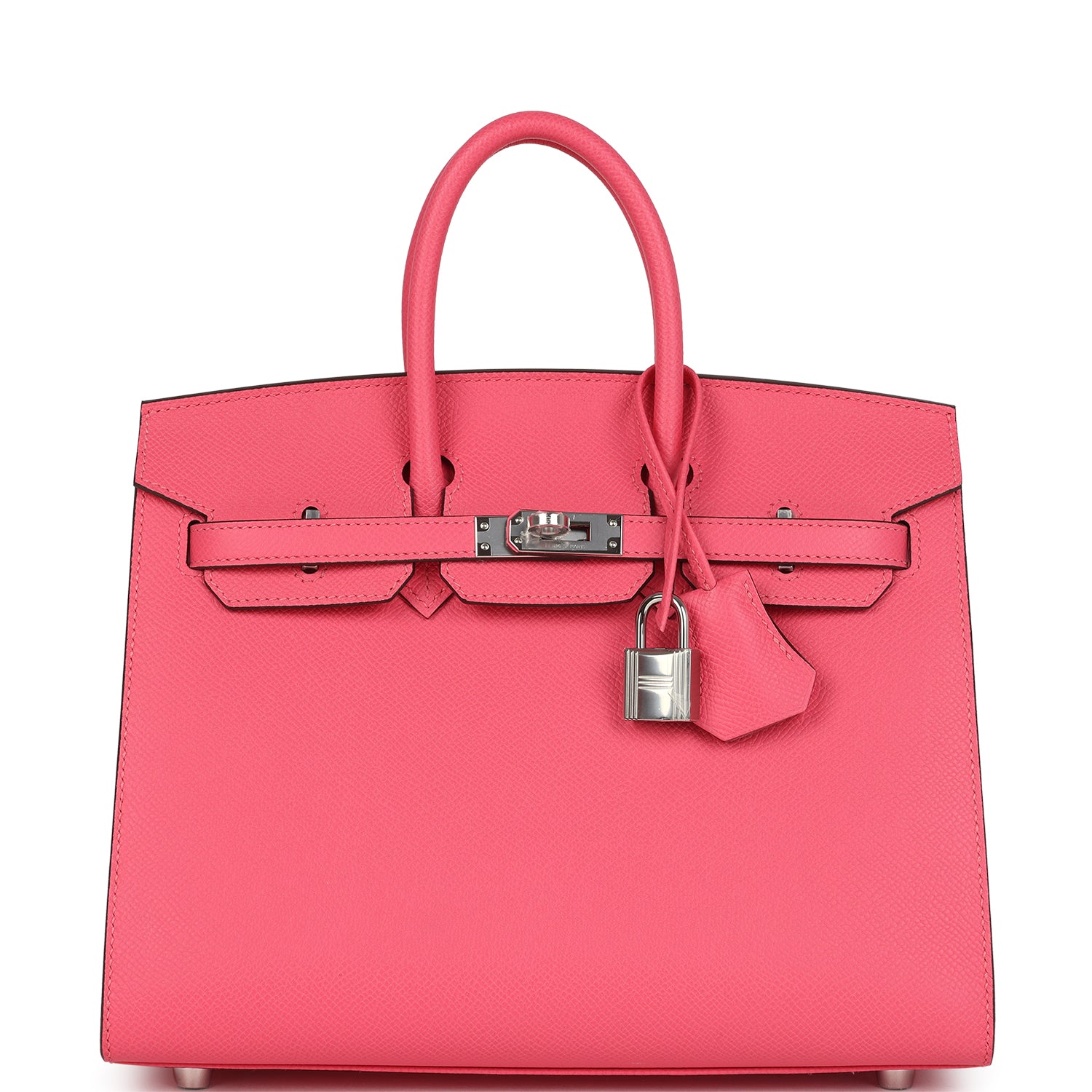 Birkin Sellier 25 Rose Azalee Epsom Palladium Hardware