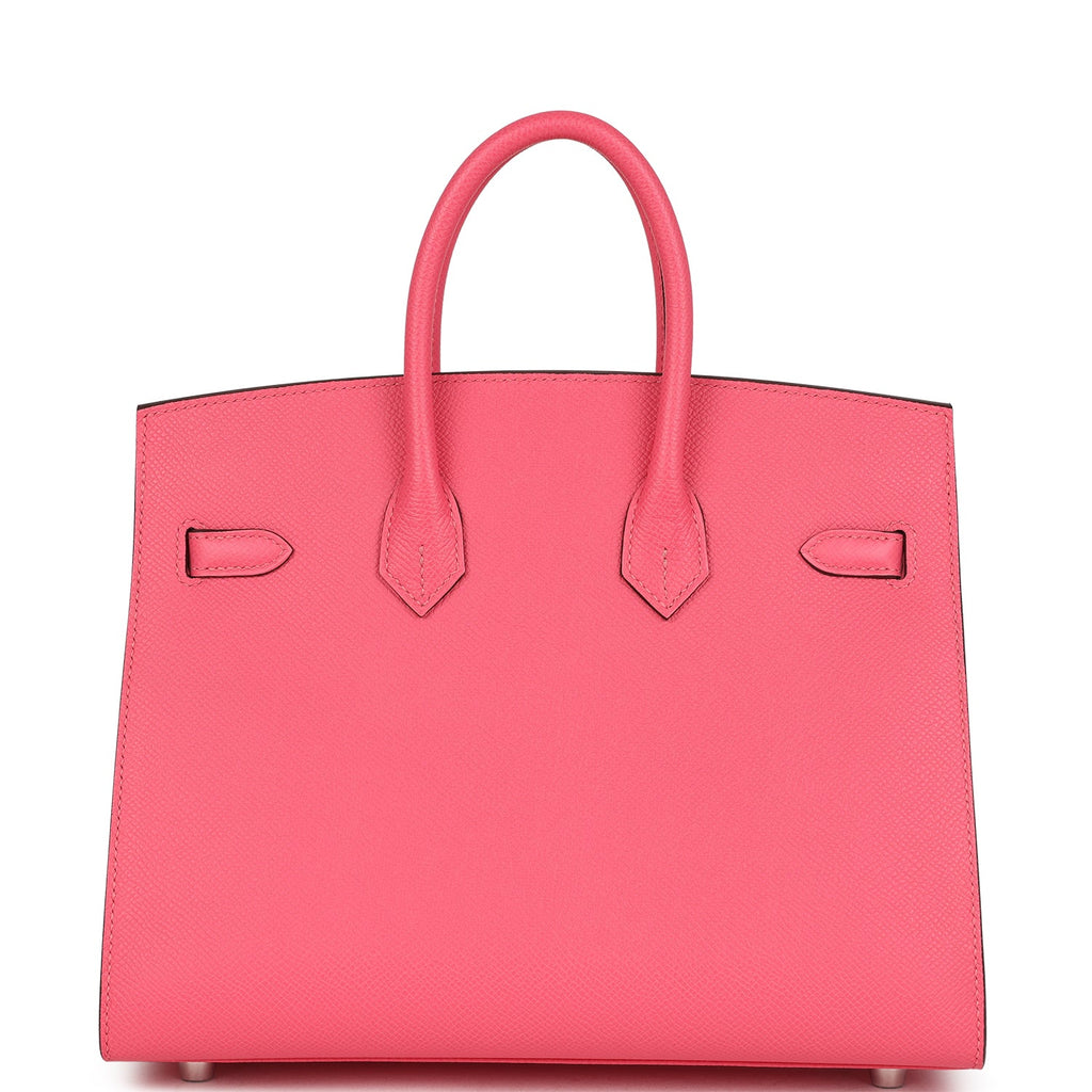 Birkin Sellier 25 Rose Azalee Epsom Palladium Hardware