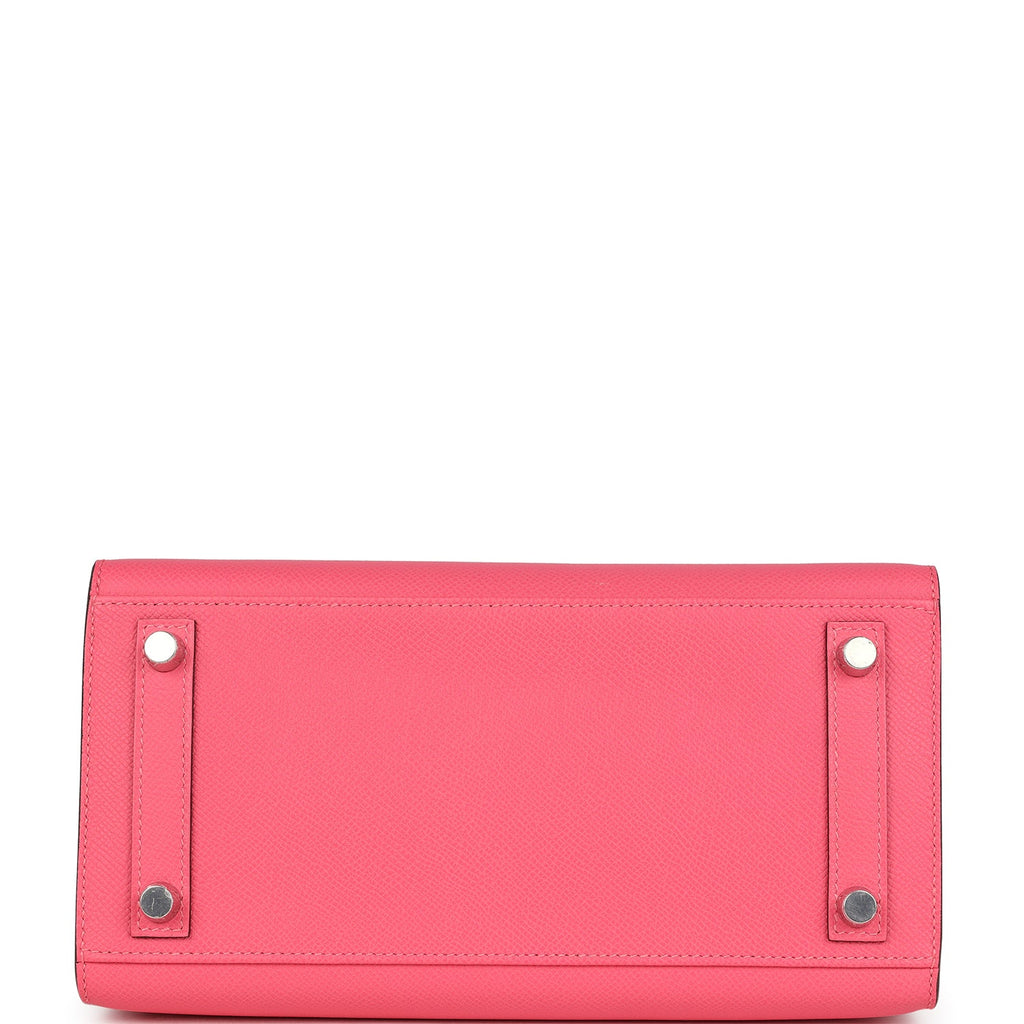 Birkin Sellier 25 Rose Azalee Epsom Palladium Hardware