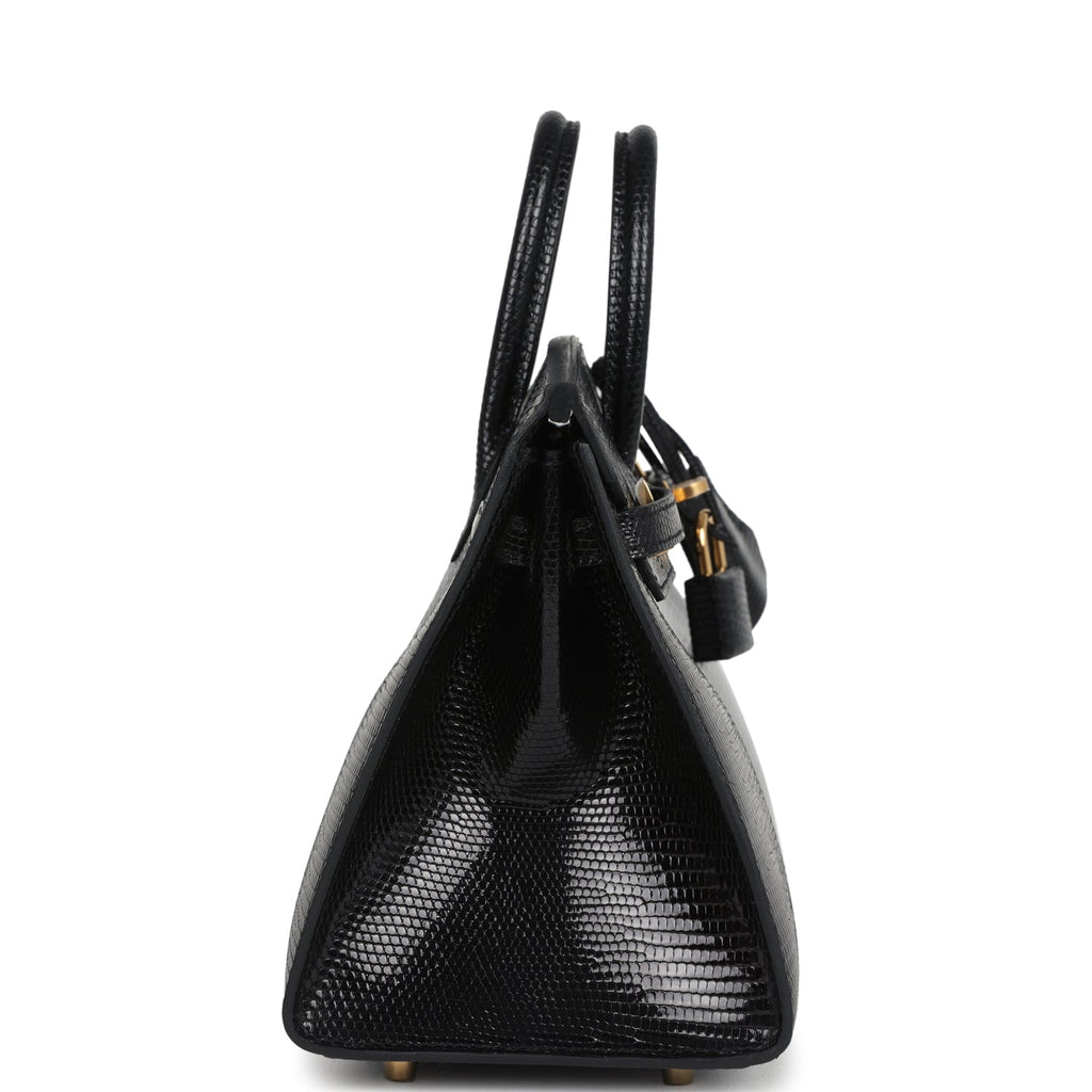 Birkin Sellier 20 Black Varanus Niloticus Lizard Gold Hardware