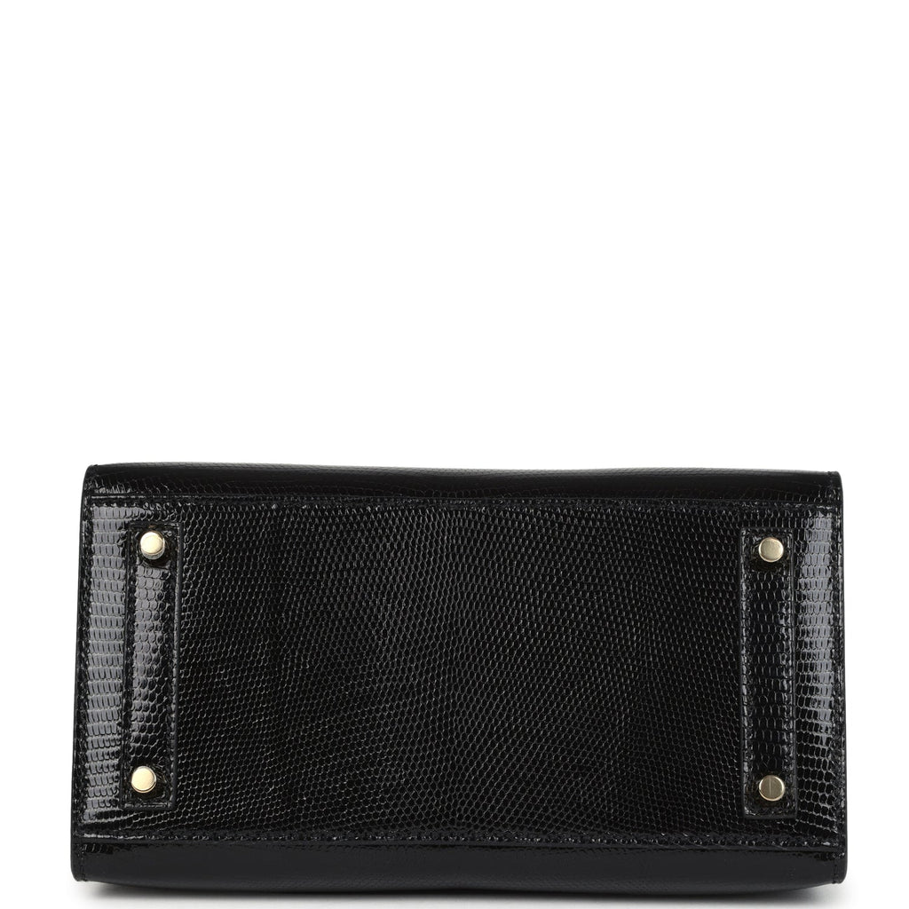 Birkin Sellier 20 Black Varanus Niloticus Lizard Gold Hardware
