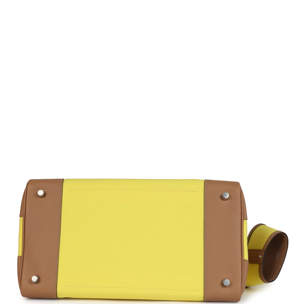 Birkin 35 Jaune Citron Toile and Chai Swift Palladium Hardware