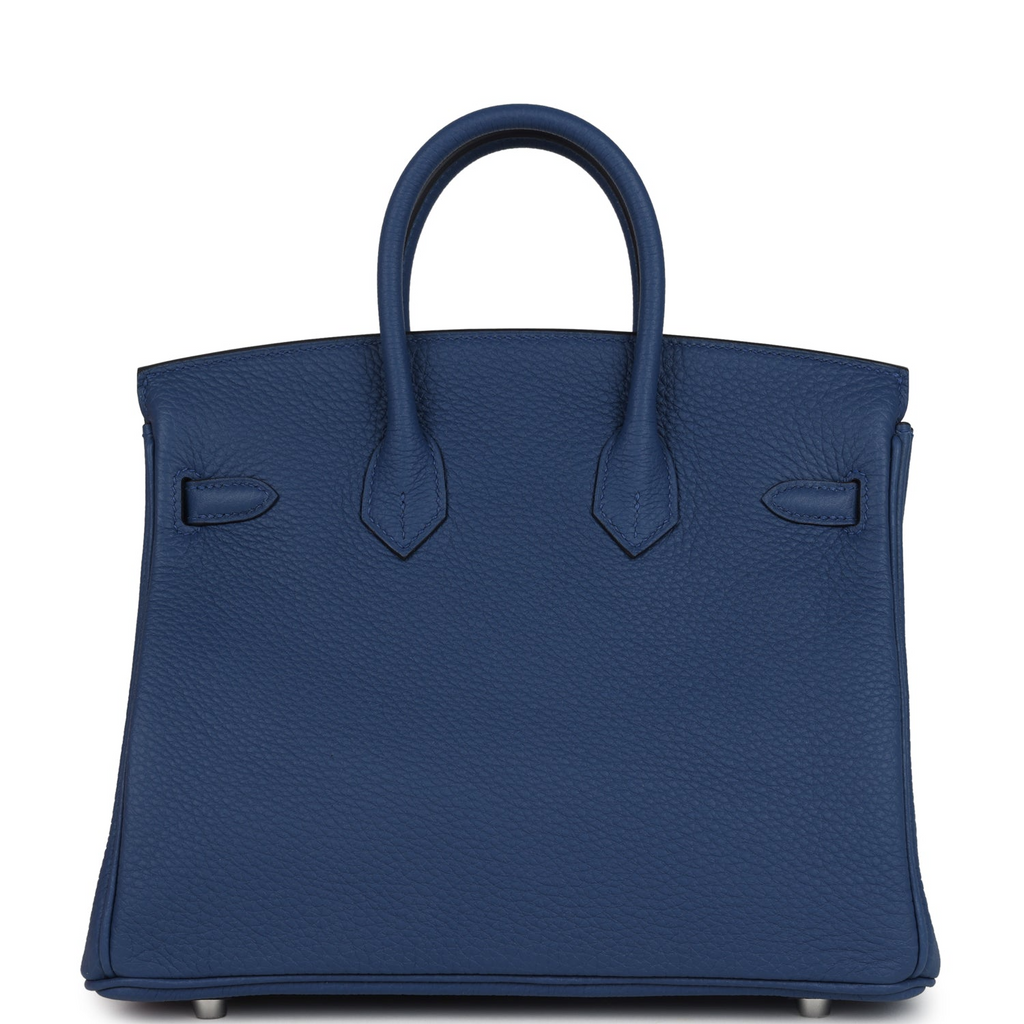 Birkins 25 Bleu Tie Togo Palladium Hardware