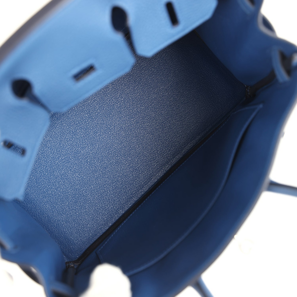Birkins 25 Bleu Tie Togo Palladium Hardware