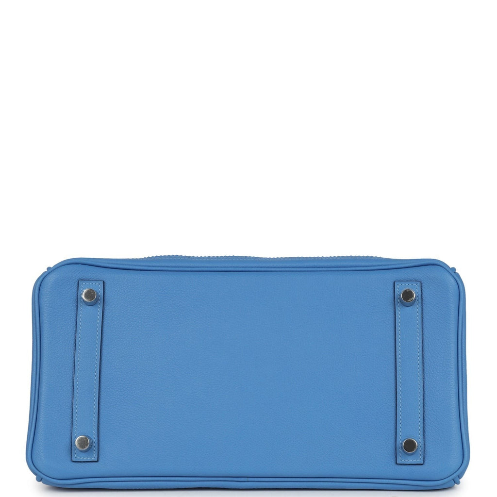 Birkin 30 Ghillies Bleu Paradise Clemence and Evercolor Palladium Hardware