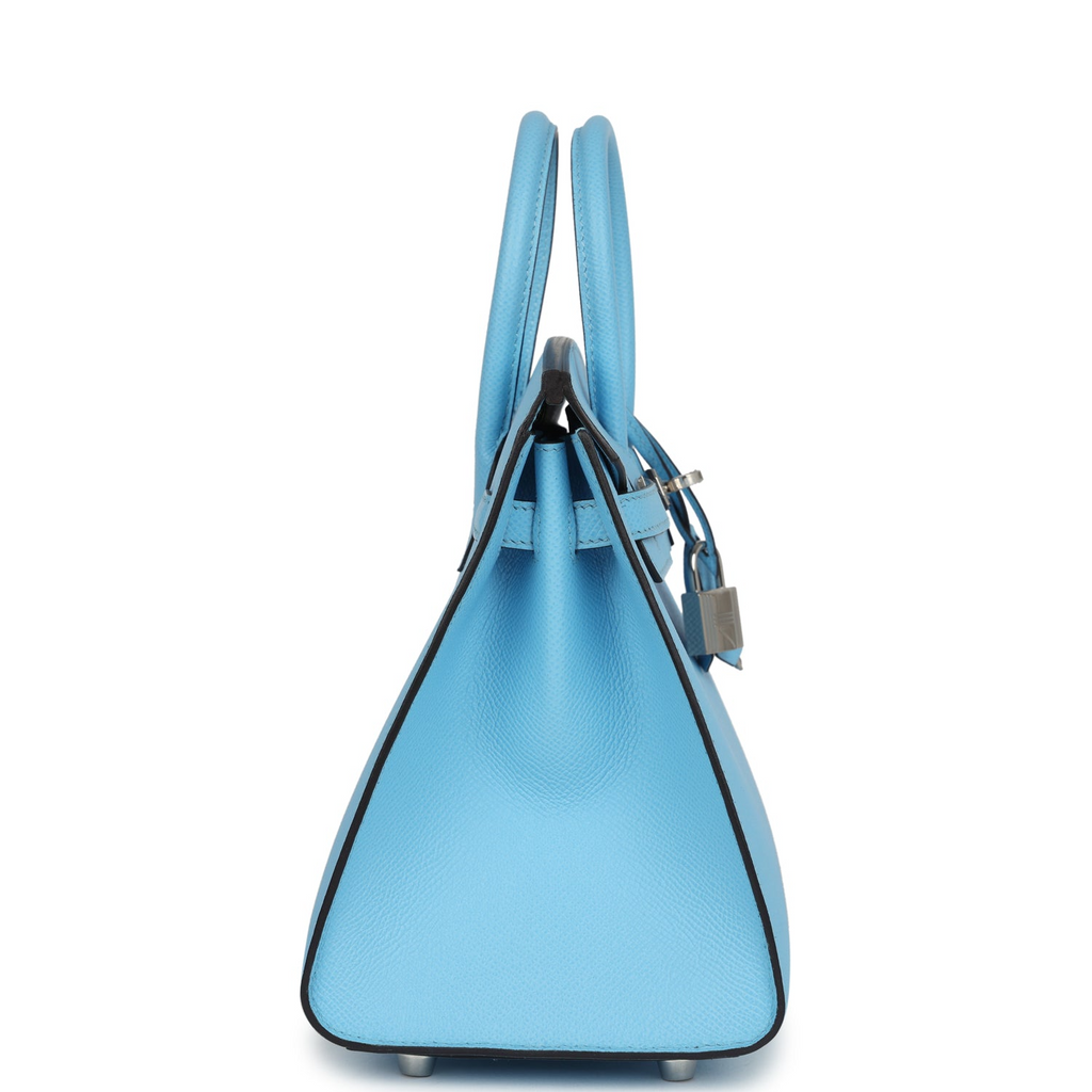 Birkins 25 Celeste Epsom Palladium Hardware