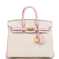 Hermès Special Order (HSS) Birkin 25 Nata and Rose Sakura Chevre Mysore Brushed Gold Hardware