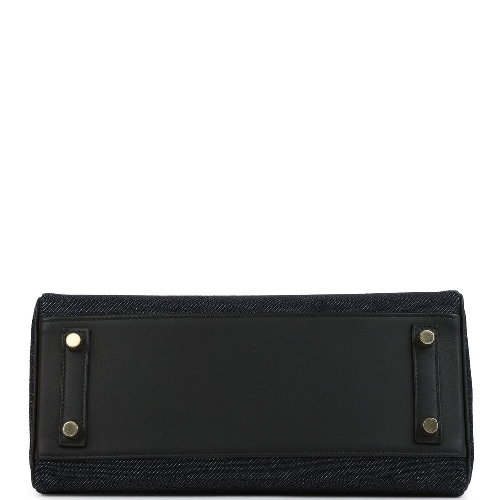 Shoulder Birkin Light 29 Black Swift and Bleu Indigo Denim Gold Hardware
