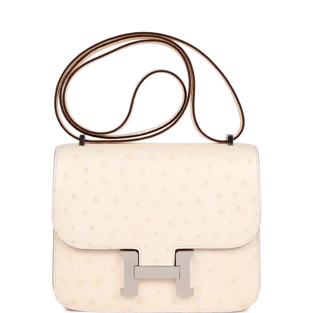 Constance 18 Nata Ostrich Palladium Hardware