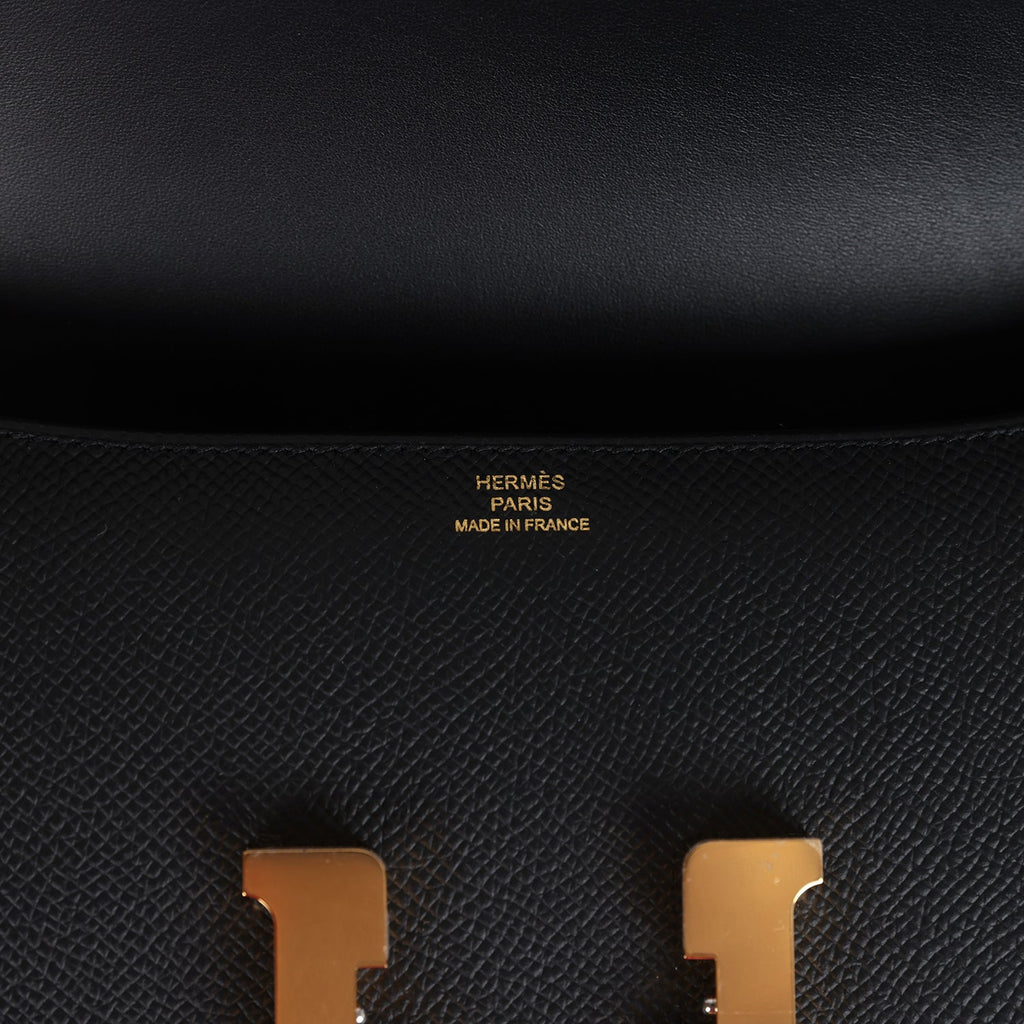 Constance Elan Black Epsom Gold Hardware