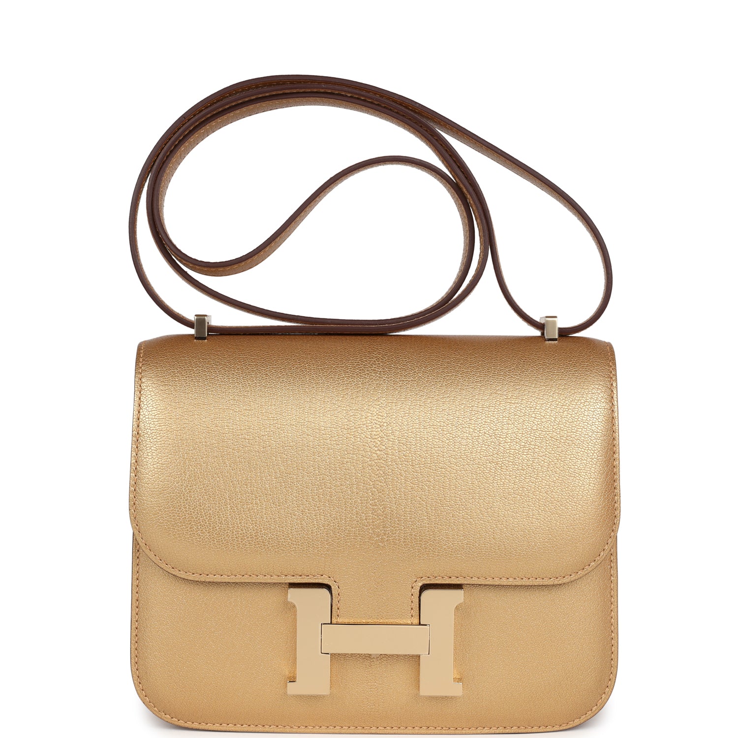 Constance 18 Dore Chevre Chamkilight Permabrass Hardware