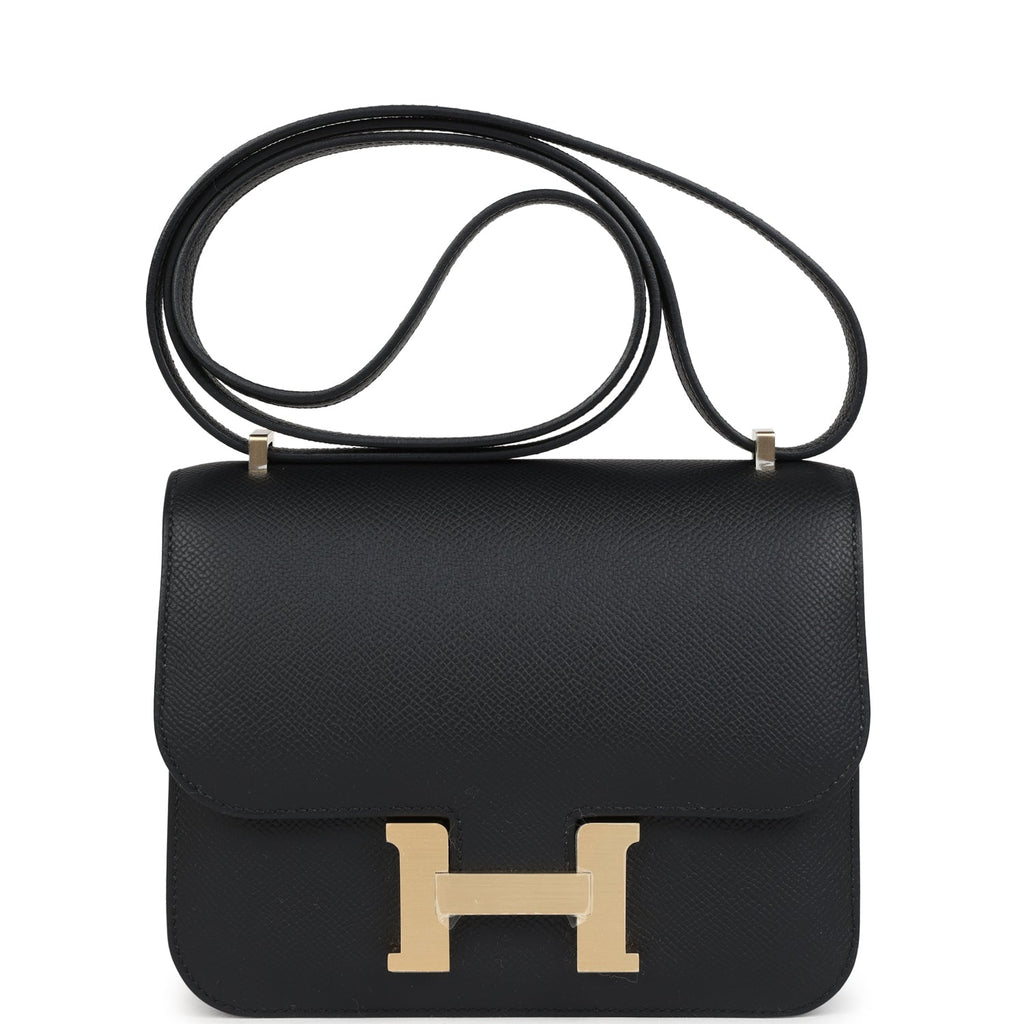 Constance 18 Black Epsom Brushed Gold Hardware