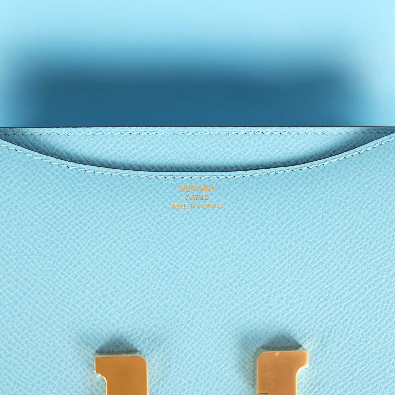 Constance 1-18 Celeste Epsom Gold Hardware