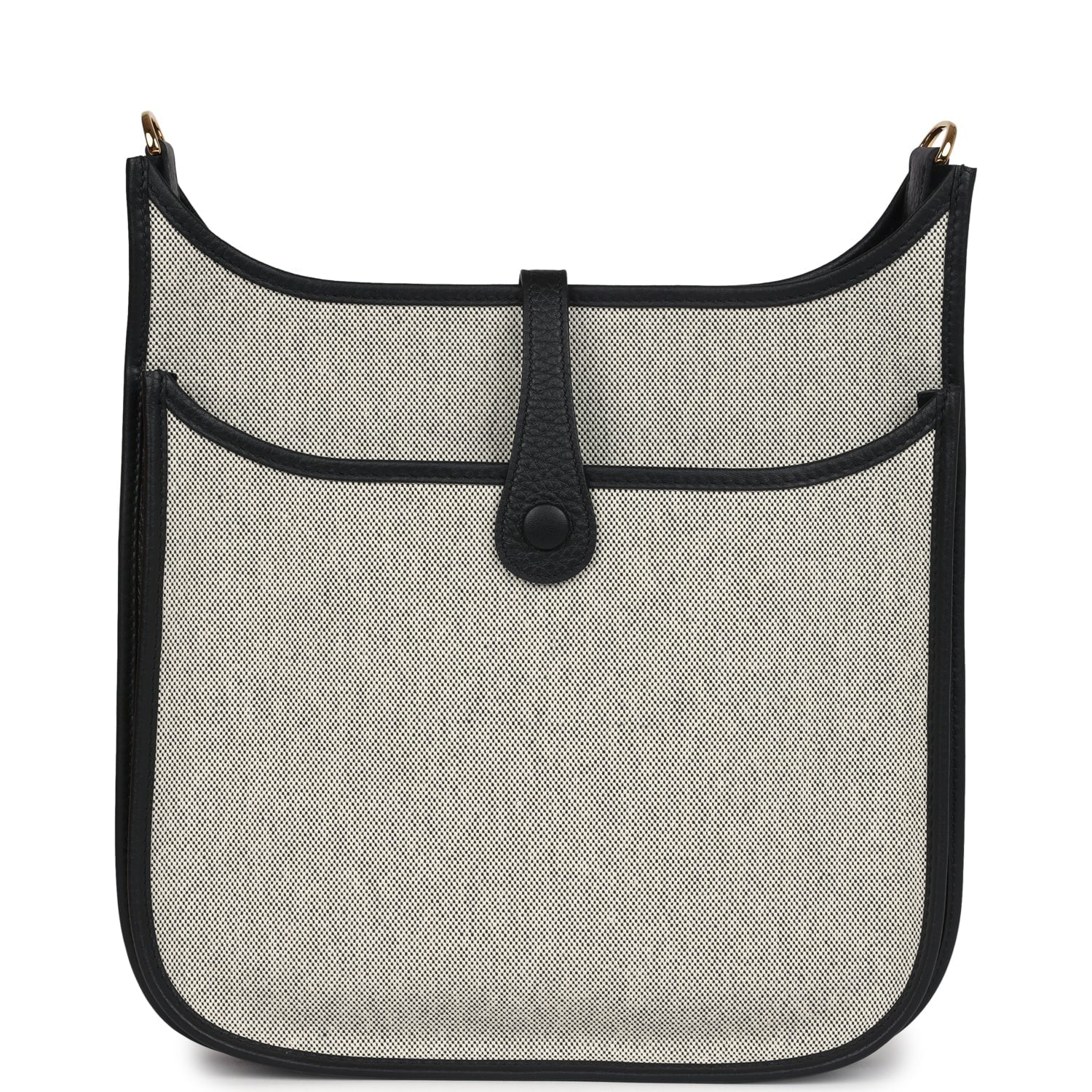 Evelyne III PM Black Clemence and Ecru Toile Gold Hardware