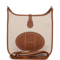 Evelyne III PM Gold Clemence and Ecru Toile H Canvas Gold Hardware