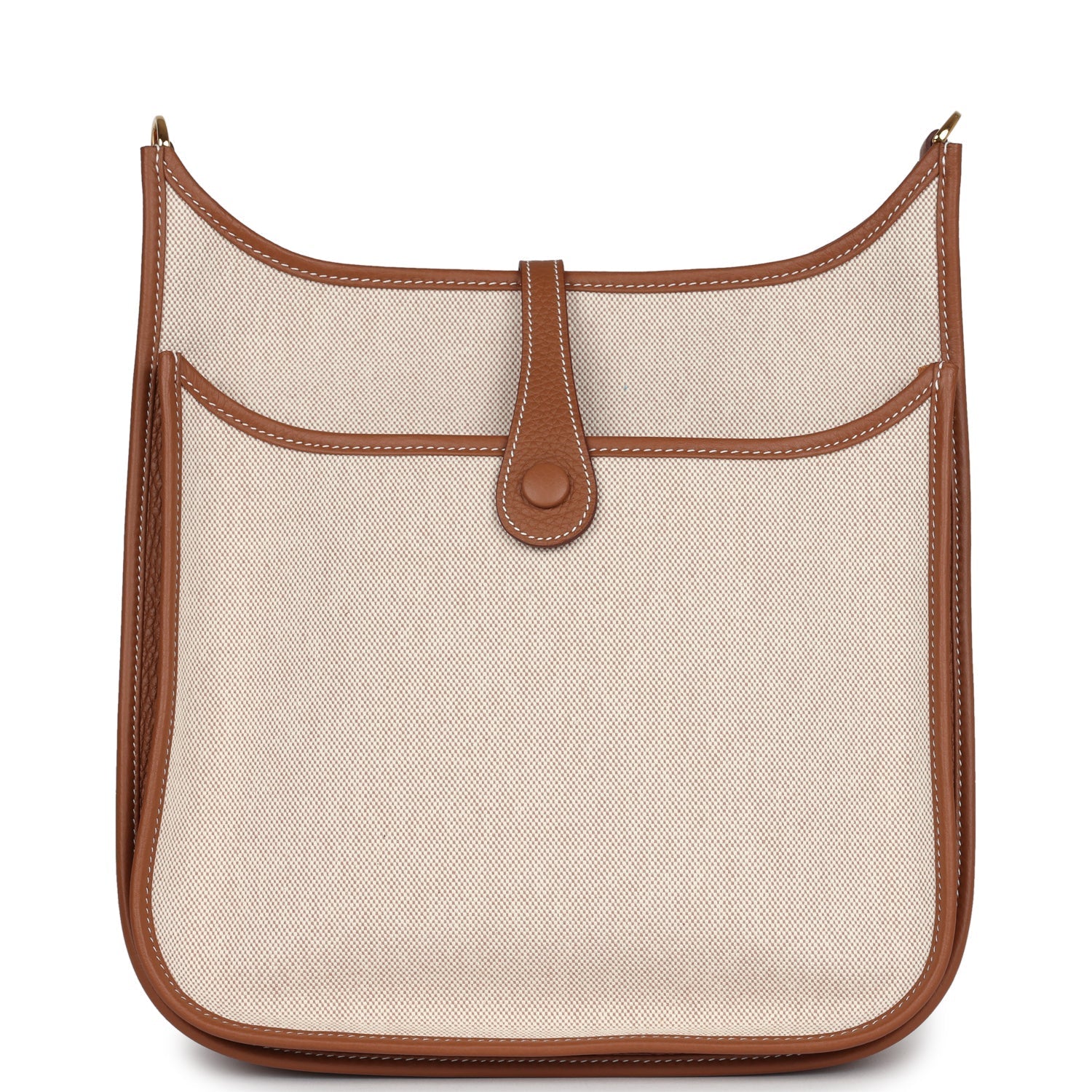 Evelyne III PM Gold Clemence and Ecru Toile H Canvas Gold Hardware
