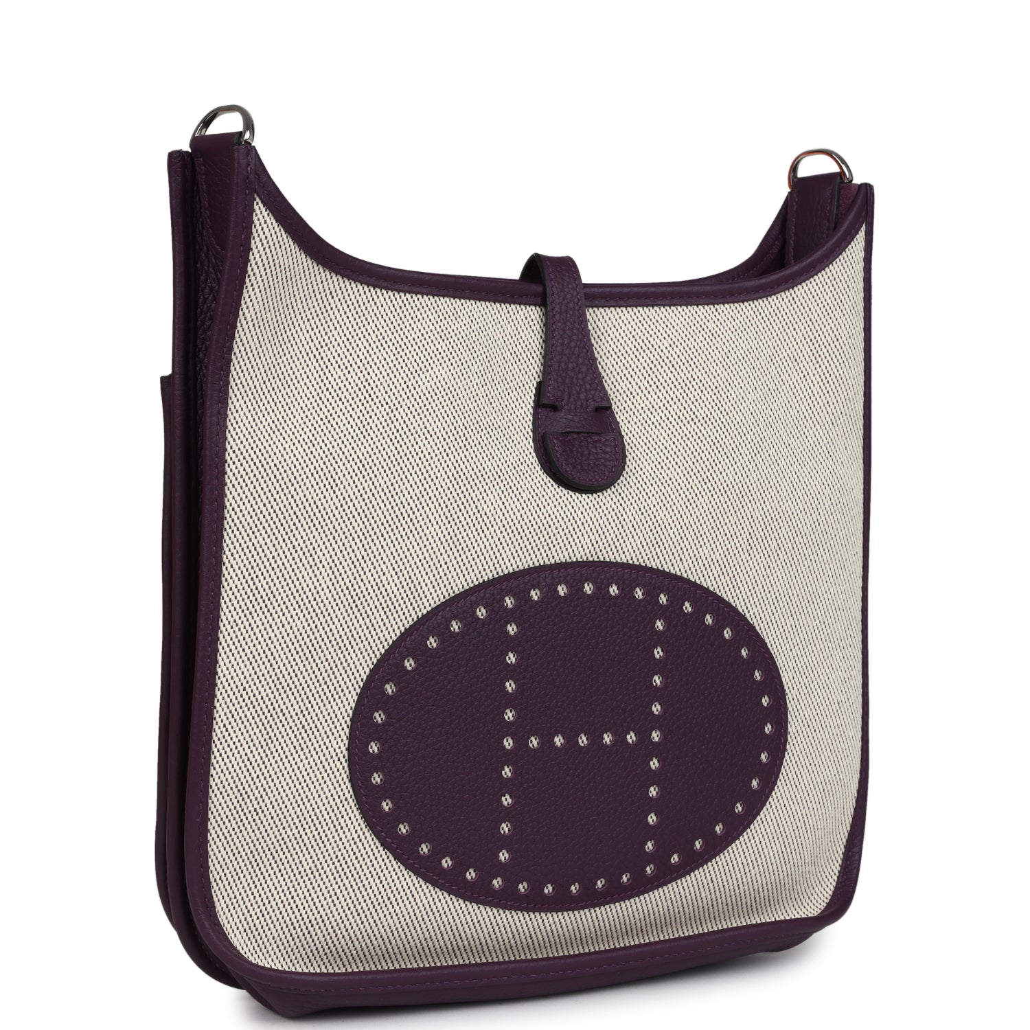 Evelyne III PM Cassis Clemence and Ecru Toile H Palladium Hardware