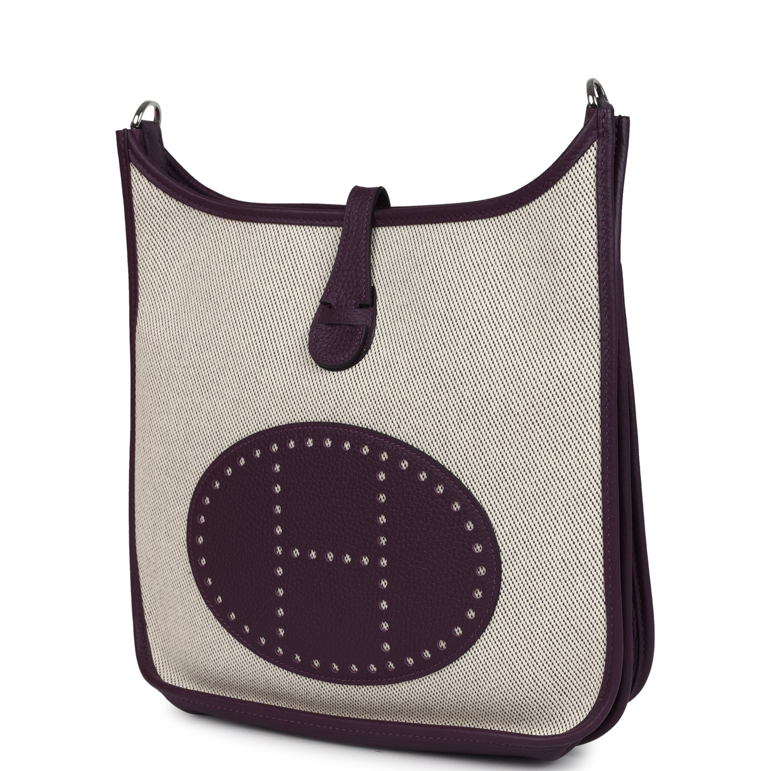 Evelyne III PM Cassis Clemence and Ecru Toile H Palladium Hardware